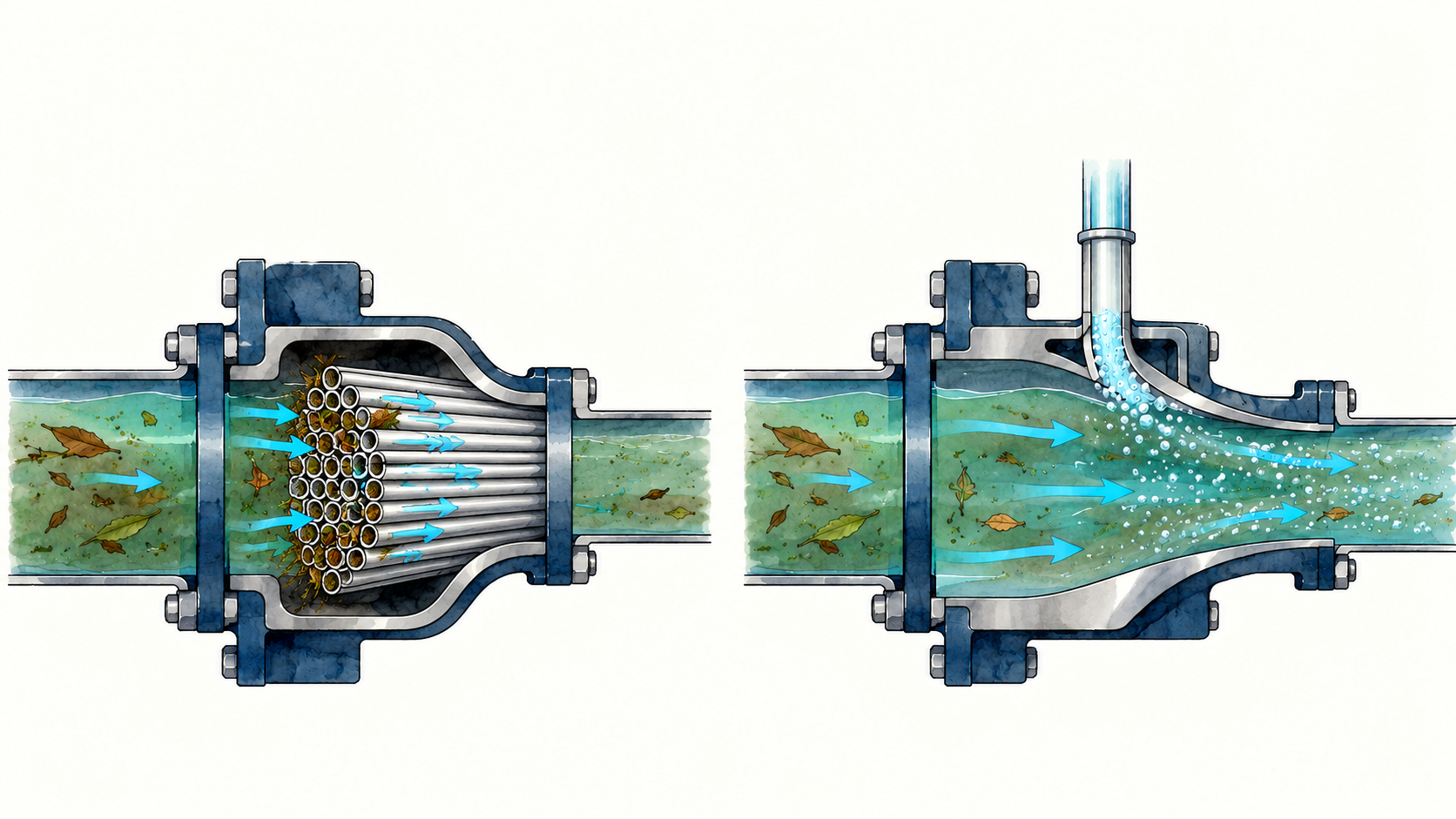 太い通り道で、池の水をそのまま扱う：説明用イラスト